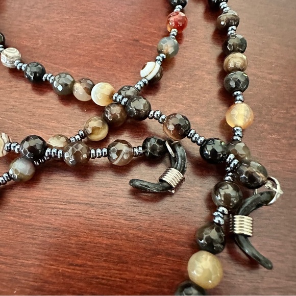 Earth tone eyeglass chain, natural banded agate beads - Picture 6 of 6